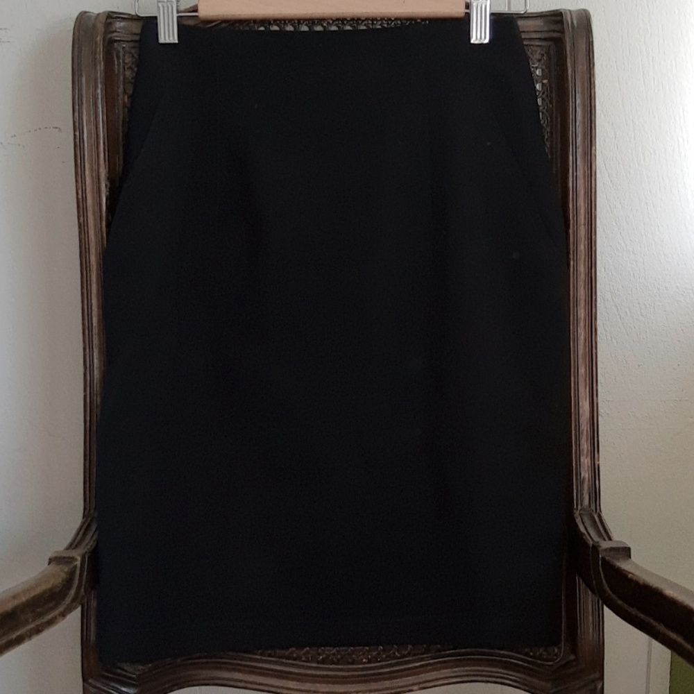 Umberto Ginocchietti Black Wool Gabardine Skirt 42